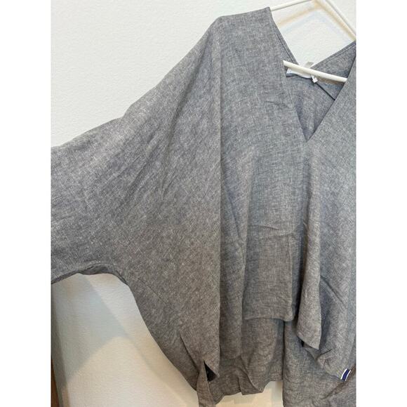 Oversized‎ Linen Blend Gray Poncho V Neck XS/S - Picture 6 of 8
